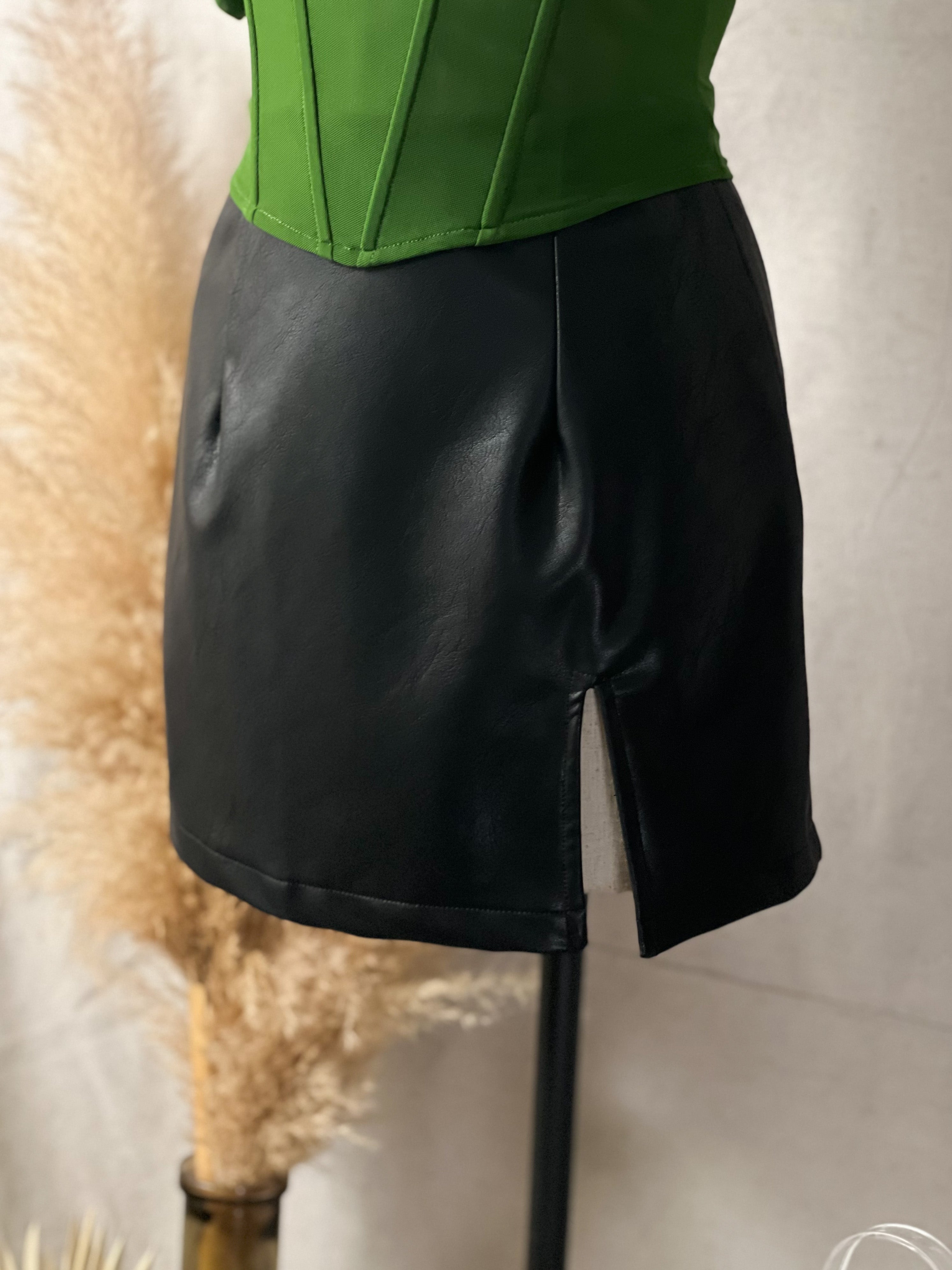 Fight Back Faux Leather Mini Skirt